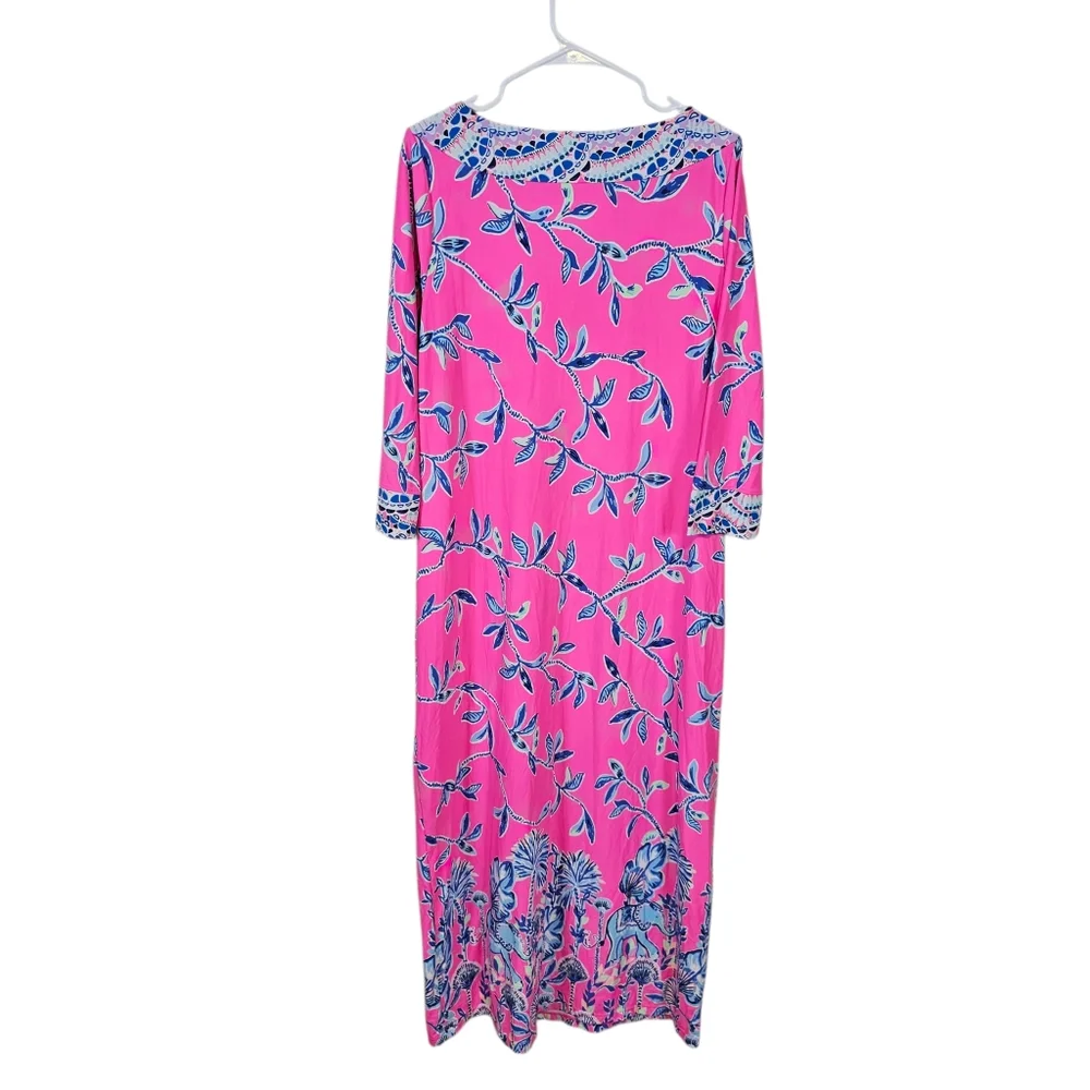 Lilly Pulitzer Carabella ChillyLilly Maxi Midi Elephant Palm Tree Tropical Dress - Picture 3 of 9